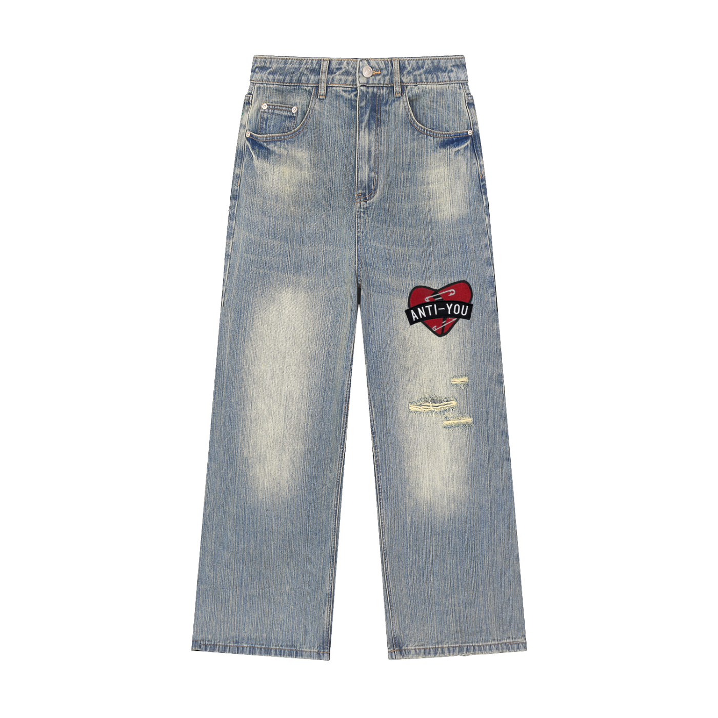 DSPLND ANTI YOU Vintage Wash Distressed Denim Jeans